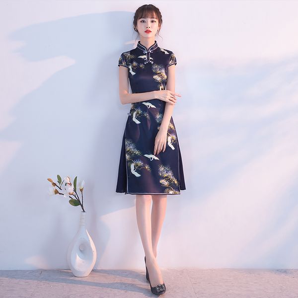 

2019 китайское платье старинные печатные леди кружева qipao кнопка ручной работы cheongsam новинка китайское вечернее платье вечерние платья, Red
