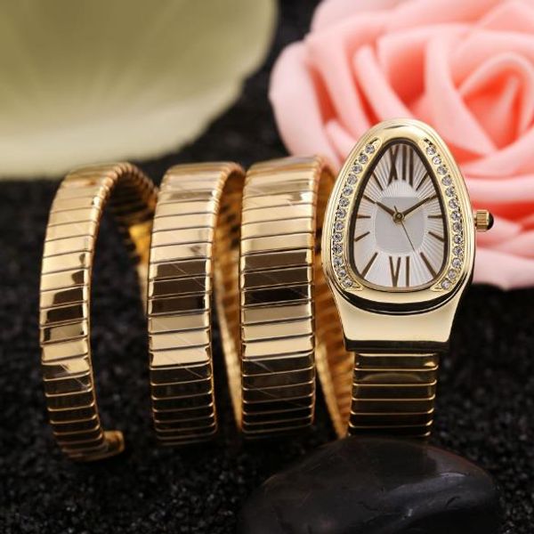 

2018 latest fashion diamond snake female steel watch quartz watch west tiecheng movement stainless steel watchband, Slivery;brown