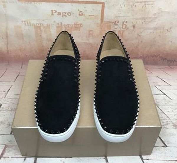 

luxurious gentleman slip on pik boat spikes design sneakers shoes,red bottom loafers shoe famous party wedding style walking s01, Black