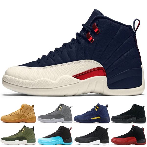 

12 12s mens basketball shoes college navy nylon nyc wool gamma blue xii luxury designer shoes sport sneakers