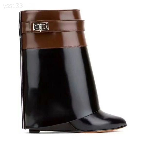 

long boots women knee high boots cowhide handsome long booties 6 colors strap wedges shoes ladies knight layer boots, Black