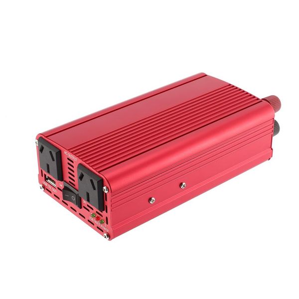 

dc 12v to ac 240v power converter red dual usb ports car voltage converter aluminum alloy case car charger with clip sale