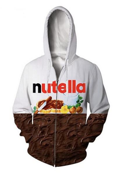 

release fashion men women jacket coat long sleeve with autumn sports nutella 3d print zipper hoodies clothes plus size rlm018, Black
