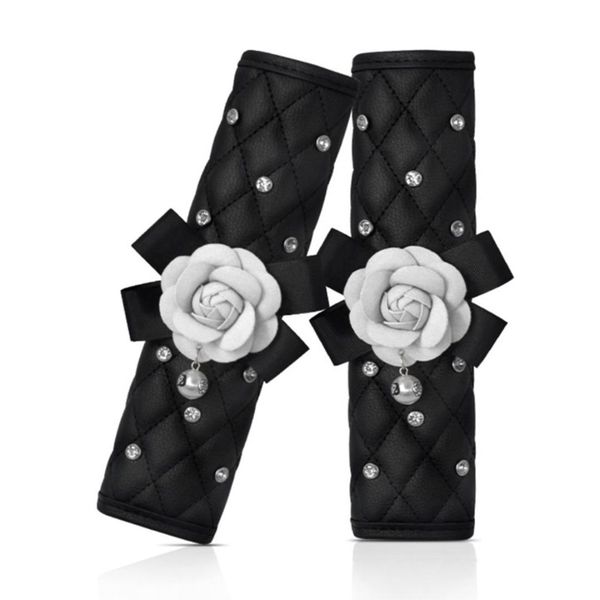 

2 шт. авто ремень безопасности крышка колодки красивая камелия дрель декор автомобиля ремень безопасности крышка pad защита для женщины леди