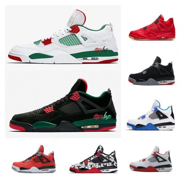 

2019 Jumpman 4 NRG Black White Pizzeria Pale Citron Tattoo Singles Day Cement Bred Fire Red Basketball Shoes 4s Mens Sports Sneakers US8-13