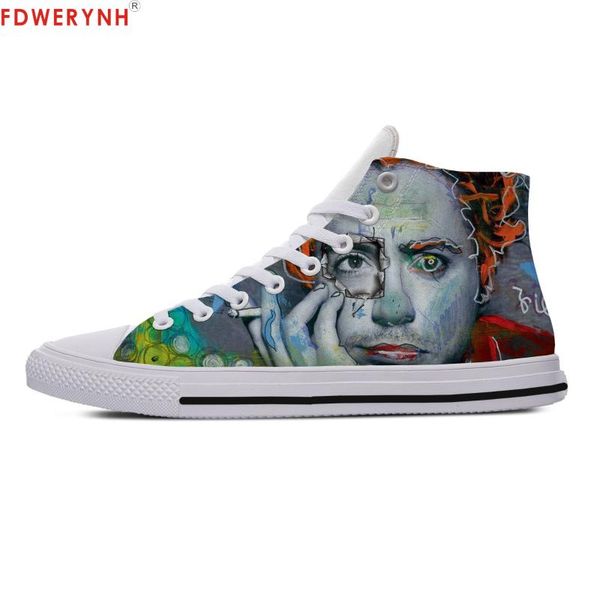 

men walking shoes fdwerynh shoes robert downey jr 3d printing logo man lace-up fashionable breathable lightweight canvas, Black