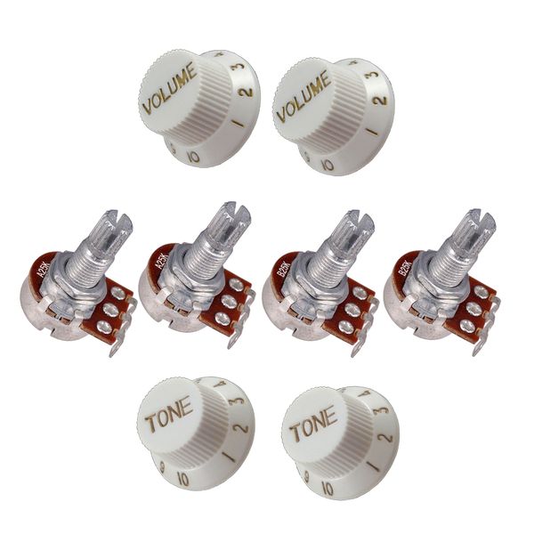 

4x guitar potentiometer audio pots a25k b25k replacement for electric guitar with volume tone control knobs