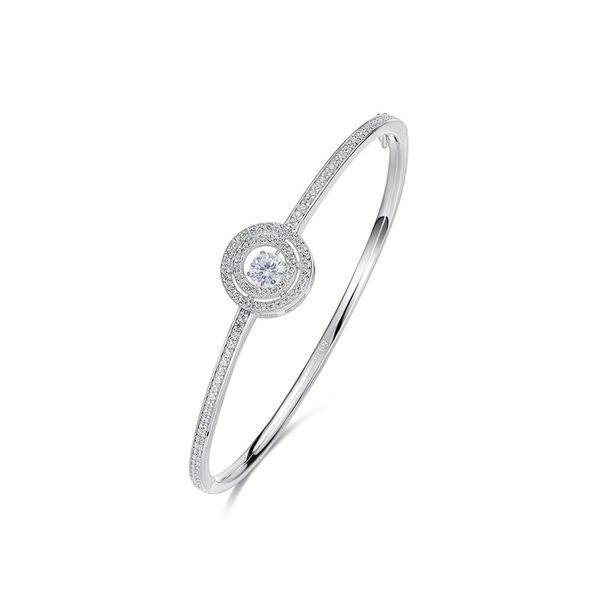 

luxjuly 925 sterling silver rhinestone women bangle with cubic zircon ing, Black