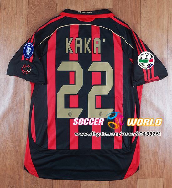 

Retro ac milan occer jer ey 06 07 ea on ac home kaka maldini hevchenko inzaghi pirlo ac occer hirt, Black;yellow