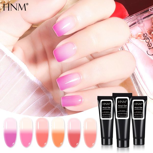 

hnm 15ml temperature color-changing poly gel nail polish soak off acryl extension gel nail varnish primer uv led salon manicure, Red;pink