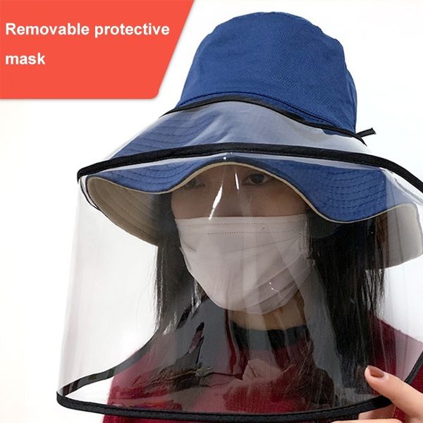 

1pc clear anti uv hat outdoor anti saliva sun cap multifunction fisherman hat with protective mask