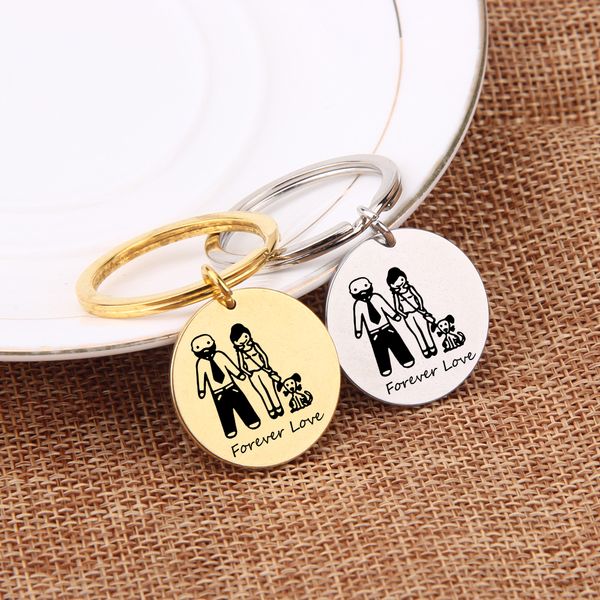 

forever love keychain for couple pets dog cat lover men women bag charm keyring engraved gift for husband love anniversary 1 pcs, Silver