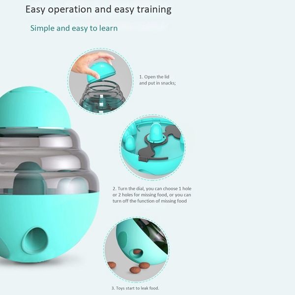 

new-interactive dog cat food treat ball bowl toy smarter pet toys food ball food dispenser cats dogs playing training tumbler ba dog groomin