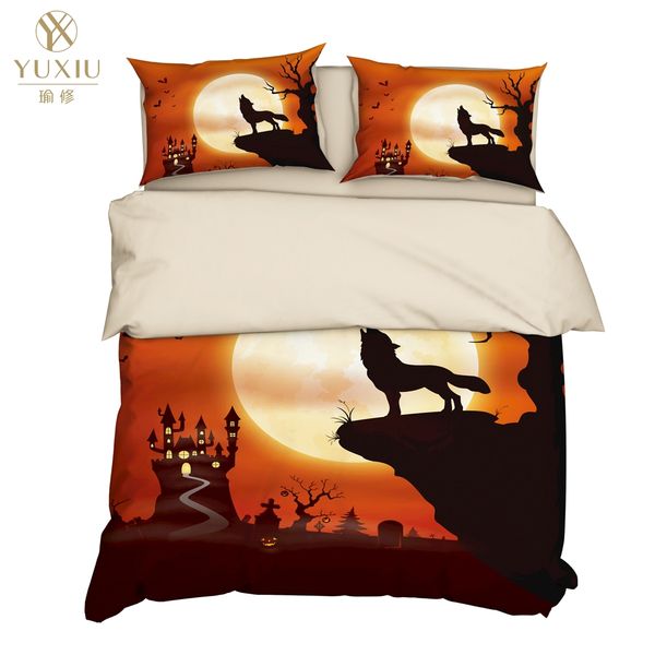

yuxiu 3d печать животных wolf пододеяльники 3шт комплекты постельного белья комплект постельного белья обложка наволочки king  полный т