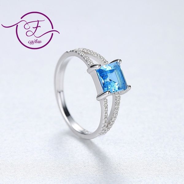 

100% s925 серебряное кольцо с инкрустацией sky голубой топаз моды женского кольца аквамарин драгоценных камней ювелирные изделия, Golden;silver