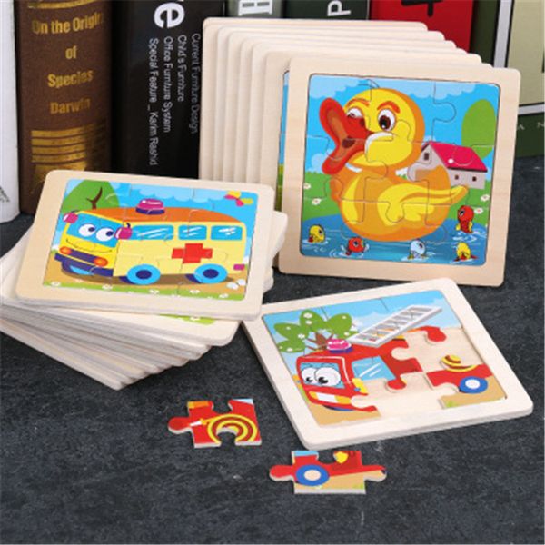 

simple wooden puzzle jigsaw cartoon animal vehicle wood toy for kids baby early puzzle early educational learning toys gift 20 color