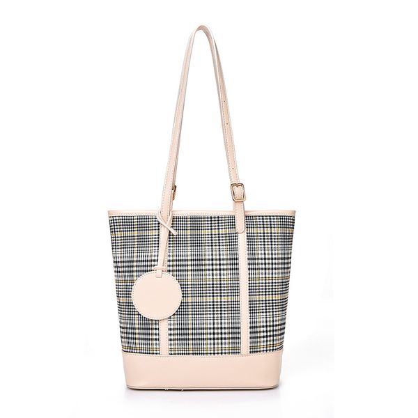 

pink sugao tote bags handbags designer shoulder bag pu leather women clutch bag stitching checkered bucket bag casual shopping bags