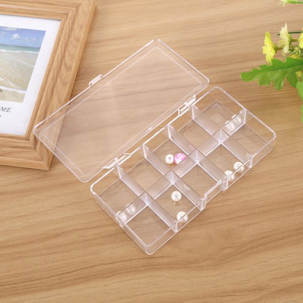 10 Grids Leere Aufbewahrungsbox Klar Acryl Schmuck Boxen Fällen Dekoration Nail art Perlen Display Container Fall