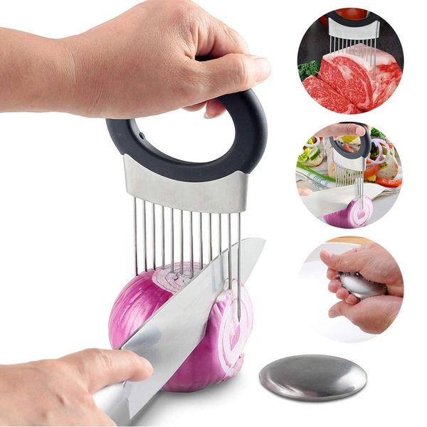 

tomato onion vegetables slicer cutting aid holder guide slicing cutter safe fork