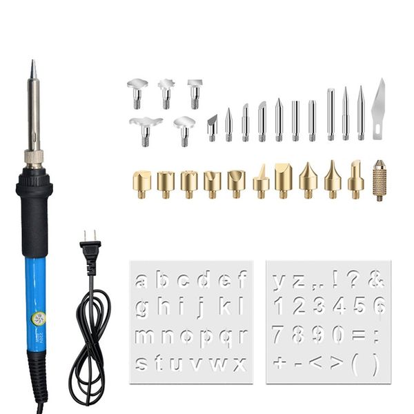 

28pcs 60w temperature adjustable electric soldering iron kit carving pyrography tools wood burning pen set welding heat pencil