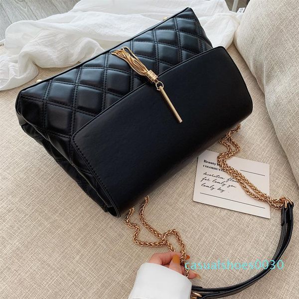 

retro lingge chain big tassel handbags women shoulder bags designer luxury pu leather crossbody bag large tote lady purse new c30