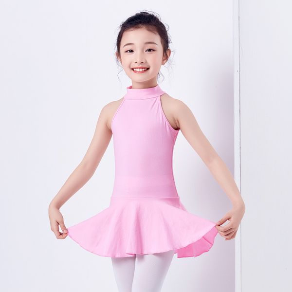 

new arrival cotton turtleneck open back ballet dress kids children gymnastics dance leotard girls ballerina clothes, Black;red