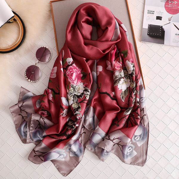 

spring scarf for women 180*90cm flower print beach shawl 2020 new scarf wholesale, Blue;gray