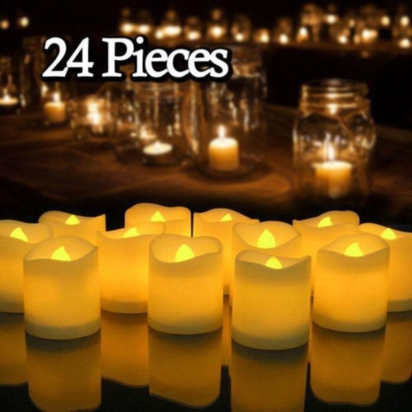 

24pc led беспламенной чай свет tealight свечи свадебные украшения + батареи y200531