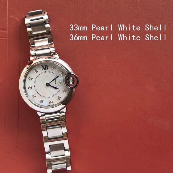 

luxury women's blue balloon w69012z4 all stainless steel watch time famous designer dress 33mm 36mm swiss quartz leisure shell dial, Slivery;brown