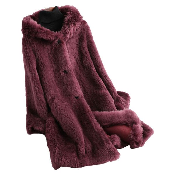 

real fur coat female 100% wool jacket autumn winter coat women clothes 2020 korean vintage warm sheep fur zt4835, Black