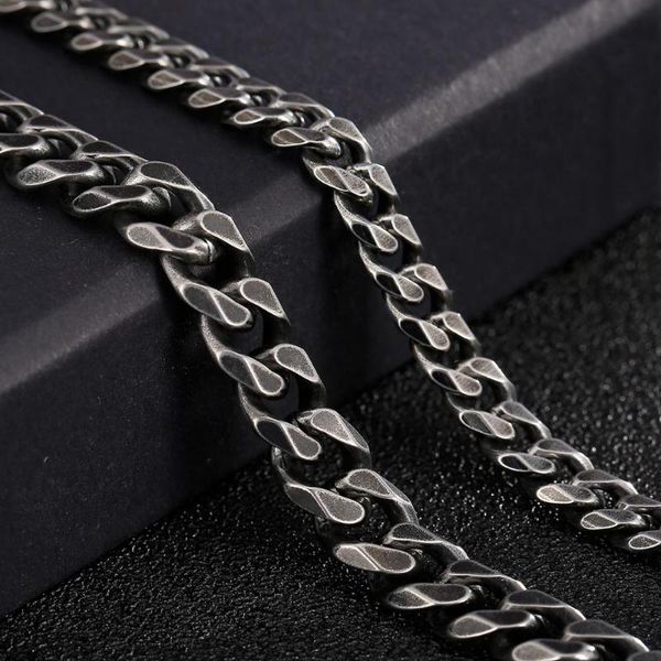 

7/9mm width vintage wine worn cuban bracelet men black stainless steel suitable for men's gifts to friends