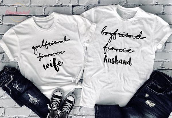 

wedding day matching couples t shirt wife to be camisetas husband to be shirt bachelor party wedding matching outfits, White
