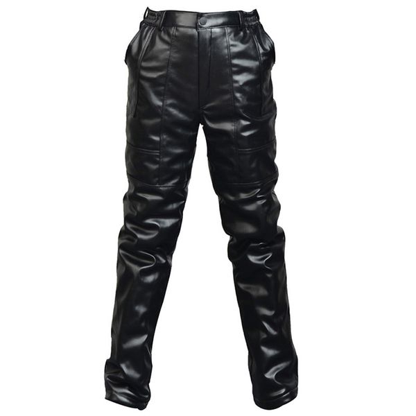 

mens pu leather winter trousers pants warmer motor cycling ski thick fur lining