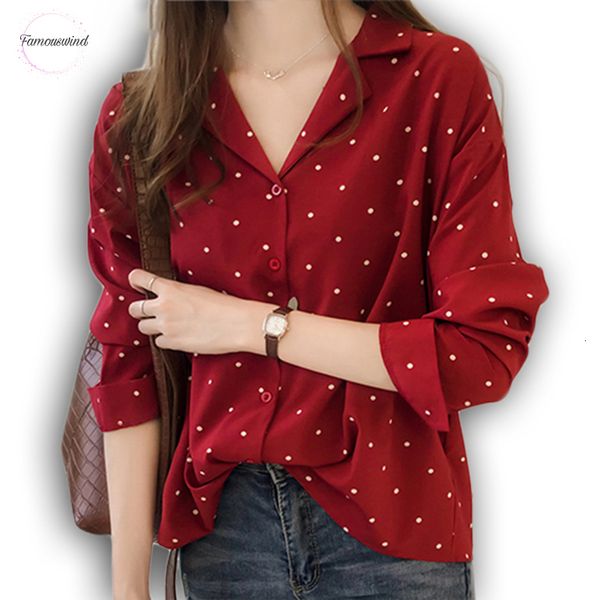 

блуза плюс размер turn down воротник женщины рубашки с длинным рукавом рубашки dot тонкий элегантный офис блуза e266, White