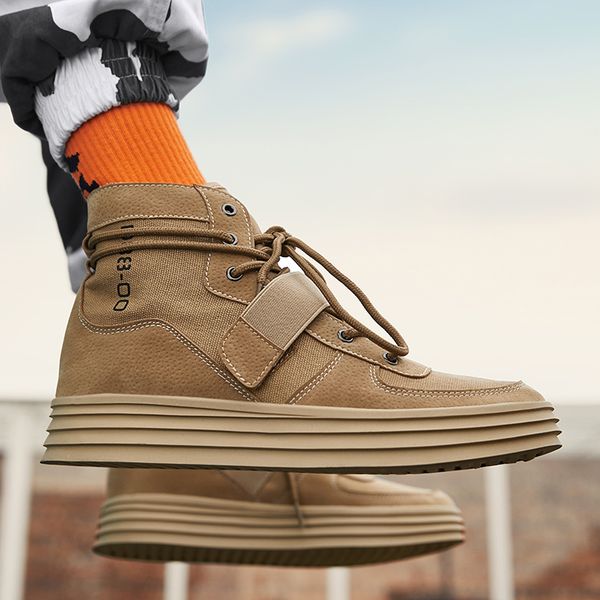 

autumn and winter new casual shoes, tide shoes, canvas super fire men's non-slip cold wear, men's casual shoes, Black