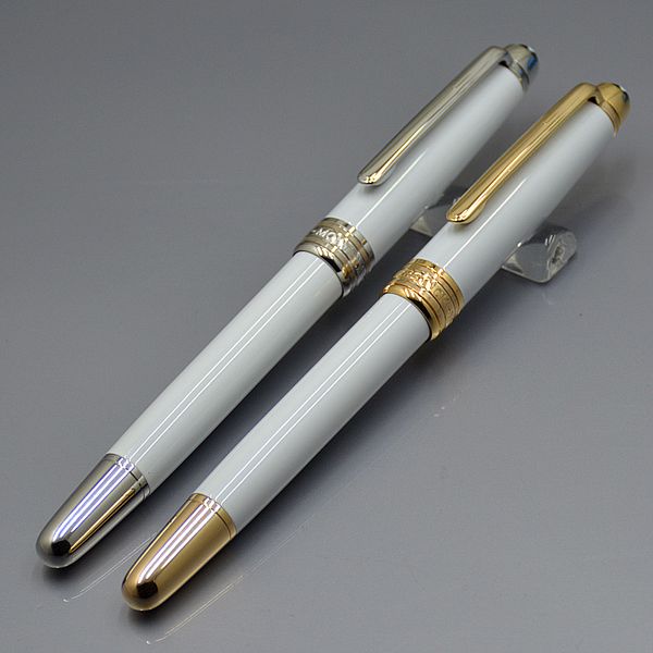 

luxury meisterstcek 163 white golden silver clip rollerball pen ballpoint pen fountain pens school office supplies with mb serial number, Blue;orange