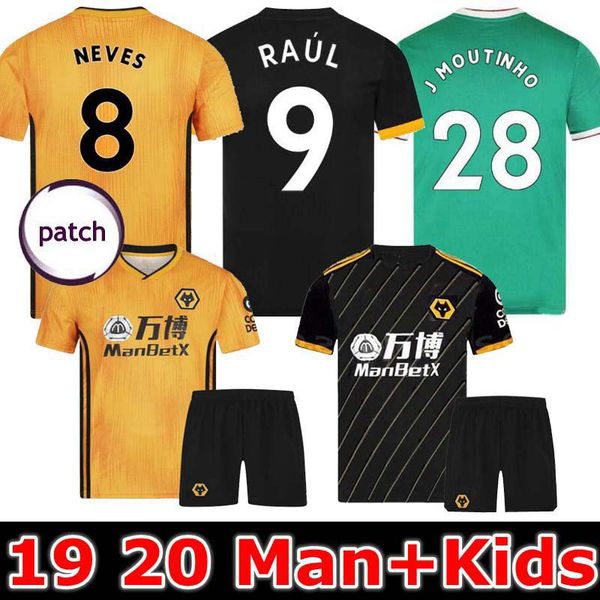 

man and kids 19 20 wolverhampton wanderers home away third soccer jersey 2019 2020 wolves camisetas saiss boly raul neves football shirt, Black;yellow