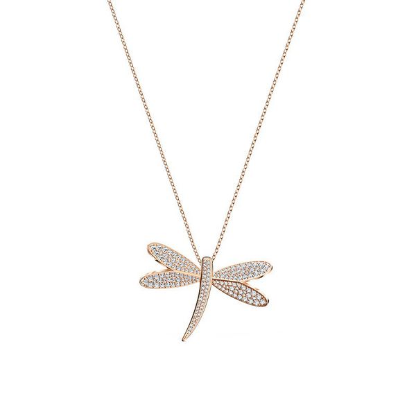 

swa exquisite dragonfly necklace women rose gold color, Silver