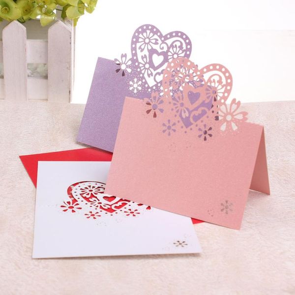 

10pcs wedding favors decor hollow love heart paper vine seat card name place cards invitations table cards wedding party