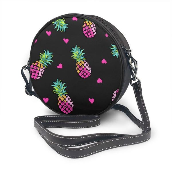 

2020 women shoulder bags girls round bags pink hearts and pineapples women's casual messenger crossbody