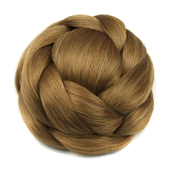 2019 Synthetic Hair Pieces Brown Black Braided Chignon Hair Bun