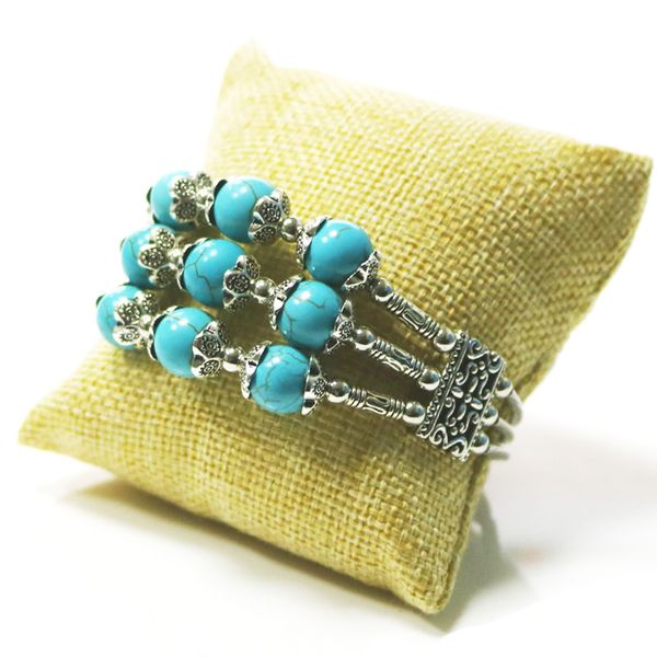 

exquisite turquoise open bracelet gemstone beads cuff bangle boho jewellery for women girls, Golden;silver