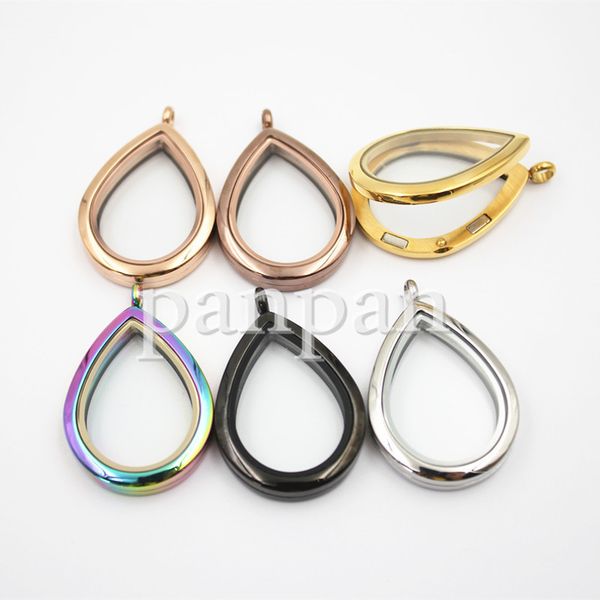 

can mix carvort large teardrop shape(38mm*28mm) magnetic 316l stainless steel floating locket plain face, Silver