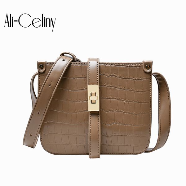 

texture bag for women 2020 new lock square bag fashion shoulder messenger mobile phone
