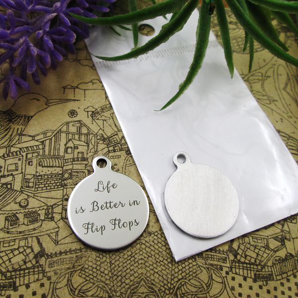 

40pcs--"life is better in flip flops"stainless steel charms more style for choosing diy charms pendants for necklace, Bronze;silver