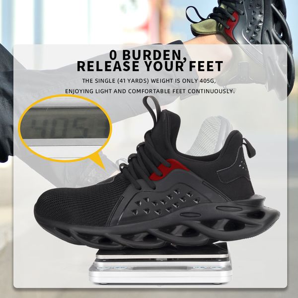 

new steel toe cap men safety shoes work sneakers woven labor insurance shoes women boots plus size 48 breathable outdoor shoes, Black;brown