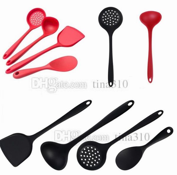 

silica gel kitchenware 4pcs/set kitchenware with cooking spoon, scoop, translucent silica gel kitchen tools cooking utensils 4671