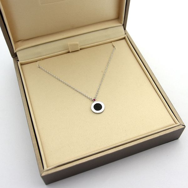 

new b letter black agate hollow small red man double-sided necklace couple men and women necklace round diameter 1.1cm christmas gifts, Silver