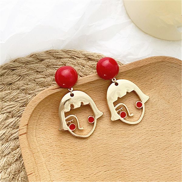 

figure stud earrings fashion temperament metal blush cute girl earrings female contracted joker stud for women jewelry, Golden;silver