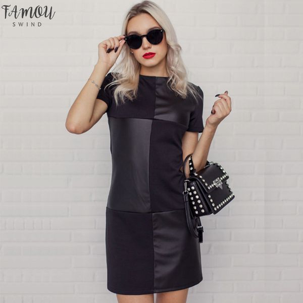 

winter autumn black straight dress women long sleeve o neck elegant patchwork dress 2020 new fashion women mini dress, Black;gray